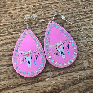 Pink western earrings